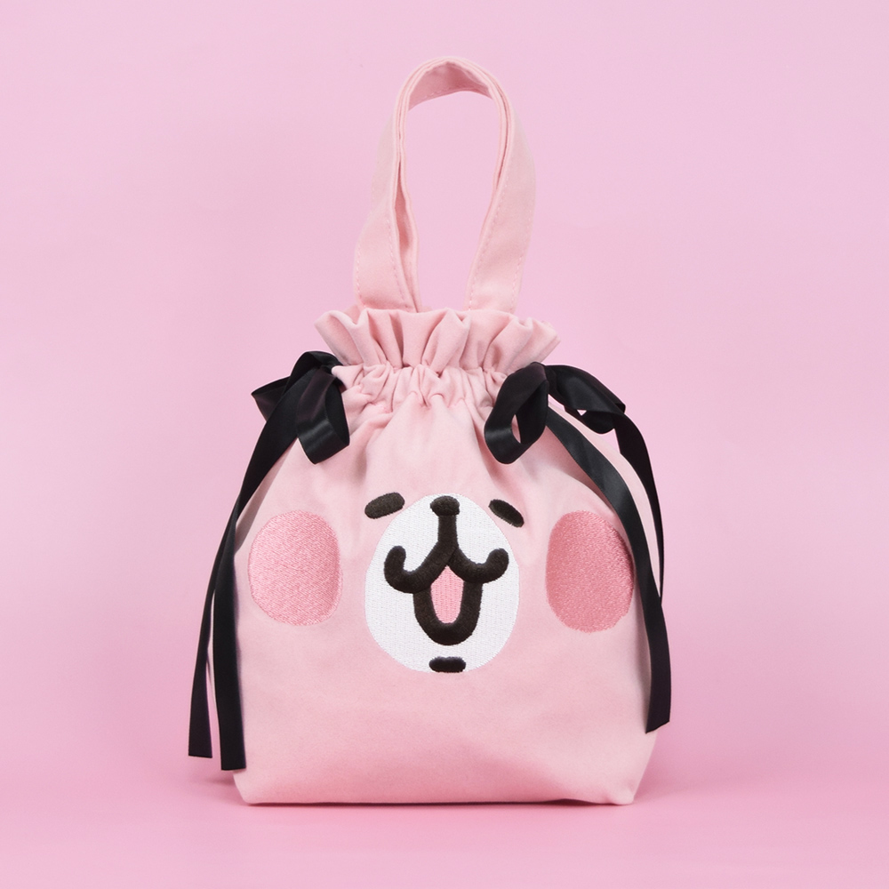【客製商品】卡娜赫拉/粉紅兔兔 絨布束口兩用提袋 F0046