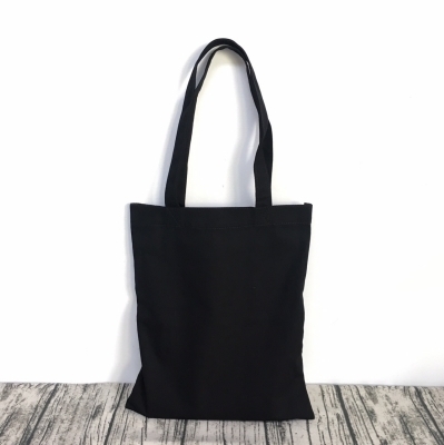 【Custom Printing】 Black 2D Cotton Canvas Shoulder Bag A0004